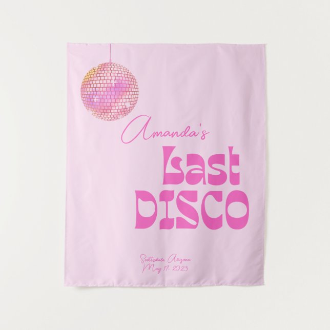 Disco Ball Bachelorette Photo Backdrop Pink  Tapestry (Front)
