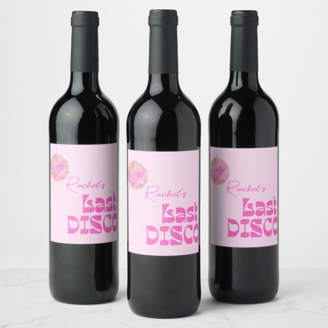 Disco Ball Bachelorette Pink Wine Label (Bottles)
