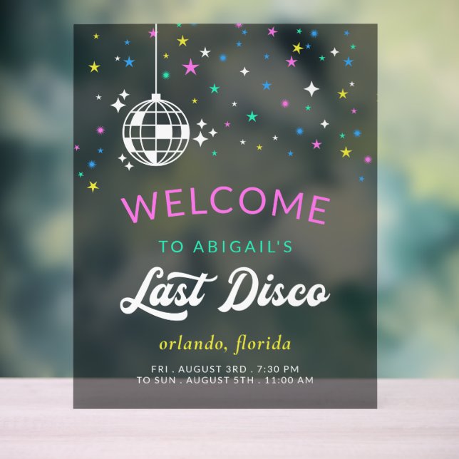 Disco Ball Bachelorette Weekend Welcome Acrylic Sign (Neutral)