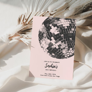 Disco Ball Birthday Invitation Retro Groovy Disco