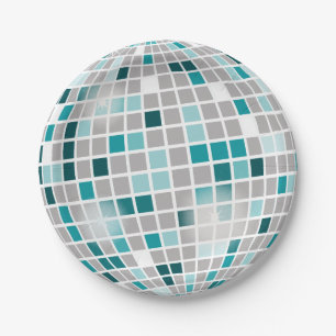 Disco Ball Birthday Party Paper Plates Cake