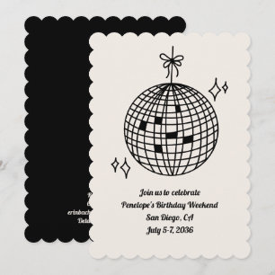 Disco Ball Birthday Party Weekend Invitation