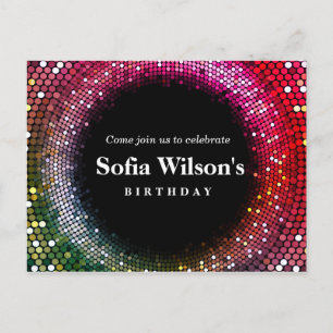 disco ball birthday Postcard invitation