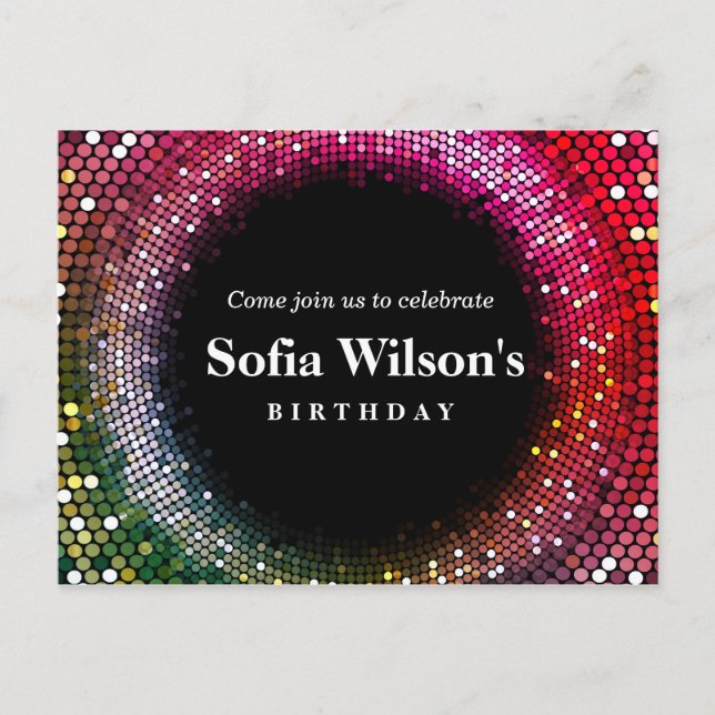 disco ball birthday Postcard invitation (Front)