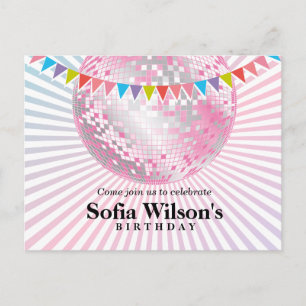 disco ball birthday Postcard invitation