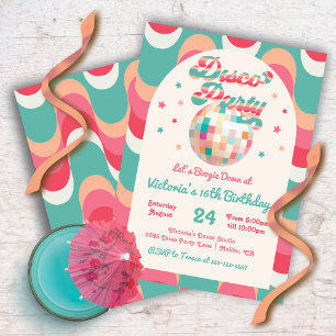 Disco Ball Birthday Retro Dance Party  Invitation