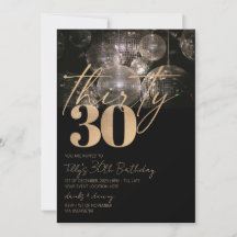 Disco ball black and gold 30th birthday party 
