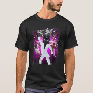 Disco Ball Black Cat Dancing T-Shirt