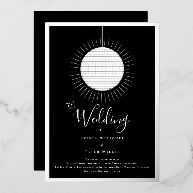 Disco Ball Black Silver Wedding (Front/Back)