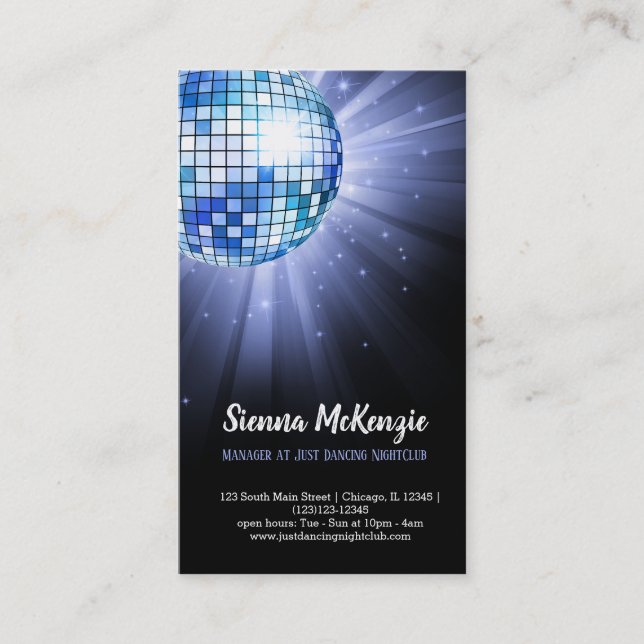 Disco ball blue business card (Front)