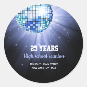 Disco ball blue classic round sticker