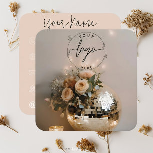 Disco Ball   Boho Florals   Aesthetic  Square Business Card