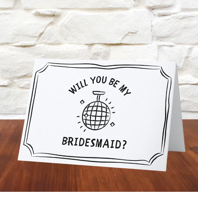 Disco Ball Bridesmaid Proposal | Fun, Trendy, Chic Card (Add a dash of fun to your bridesmaid proposal with this disco-themed card! Perfect for party vibes.)
