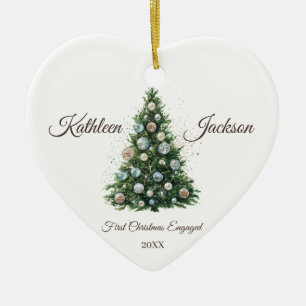 Disco Ball Christmas Tree First Christmas Engaged Ceramic Tree Decoration