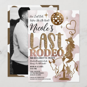 Disco Ball Cowgirl Last Rodeo Bachelorette Party Invitation