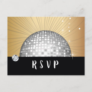 Disco ball, dance , gold Postcard RSVP
