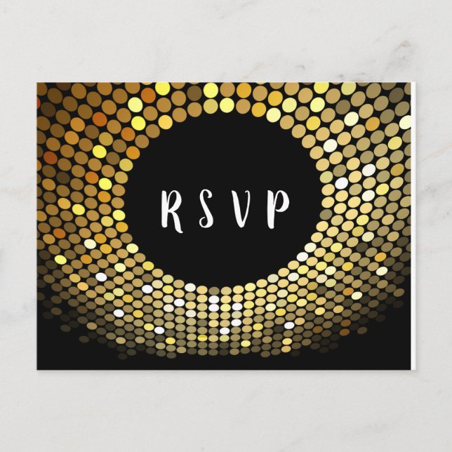 Disco ball, dance , gold Postcard RSVP (Front)