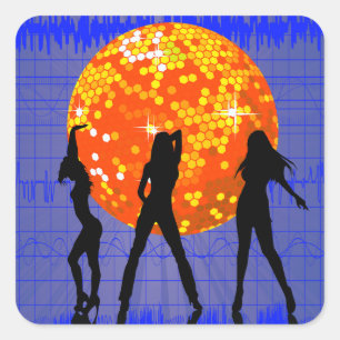 Disco Ball Dance Party Silhouette Square Sticker