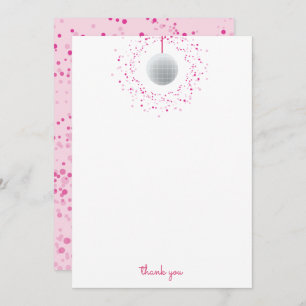 Disco Ball Dance Pink Thank You Card