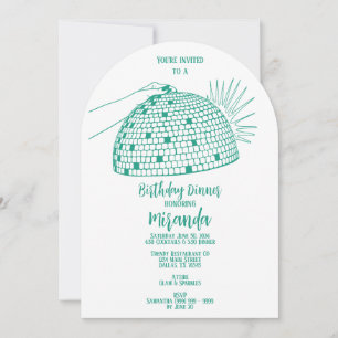 Disco Ball Dinner Invitation Teal