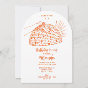 Disco Ball Dinner Orange Invitation
