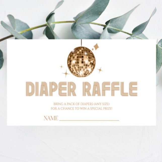 Disco Ball 'Disco Baby' Baby Shower Diaper Raffle Enclosure Card (Creator Uploaded)