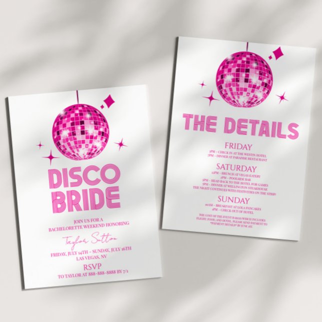 Disco Ball Disco Bride Bachelorette Weekend Party Invitation (Creator Uploaded)