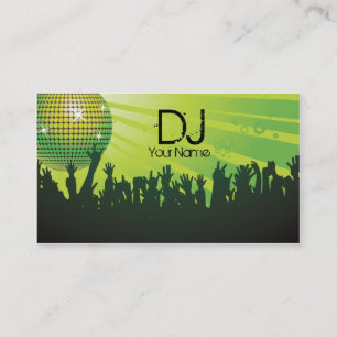 Disco Ball -DJ Business card-green Business Card
