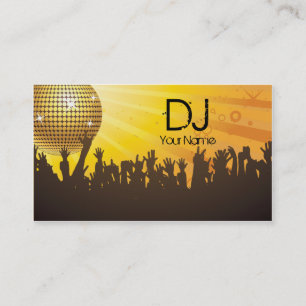 Disco Ball -DJ Business card-yellow Business Card