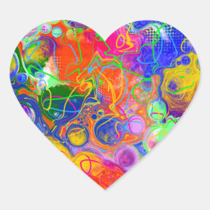 Disco Ball Electricity Fluid Art   Heart Sticker