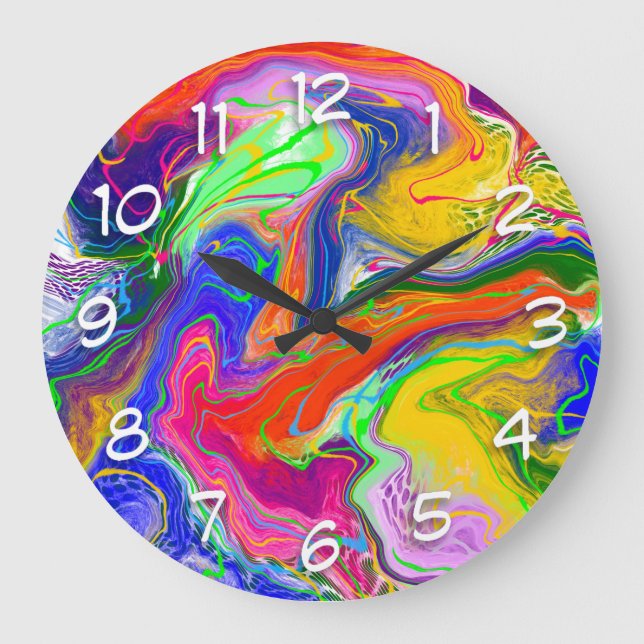Disco Ball Electricity Fluid Art  Large Clock (Front)