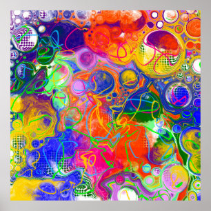 Disco Ball Electricity Fluid Art Poster