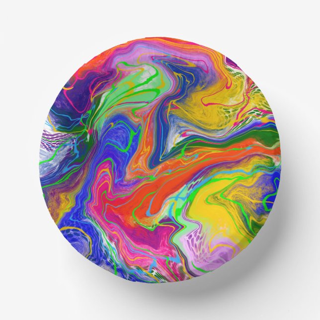Disco Ball Electricity Marble Fluid Art   Paper Plate (Front)