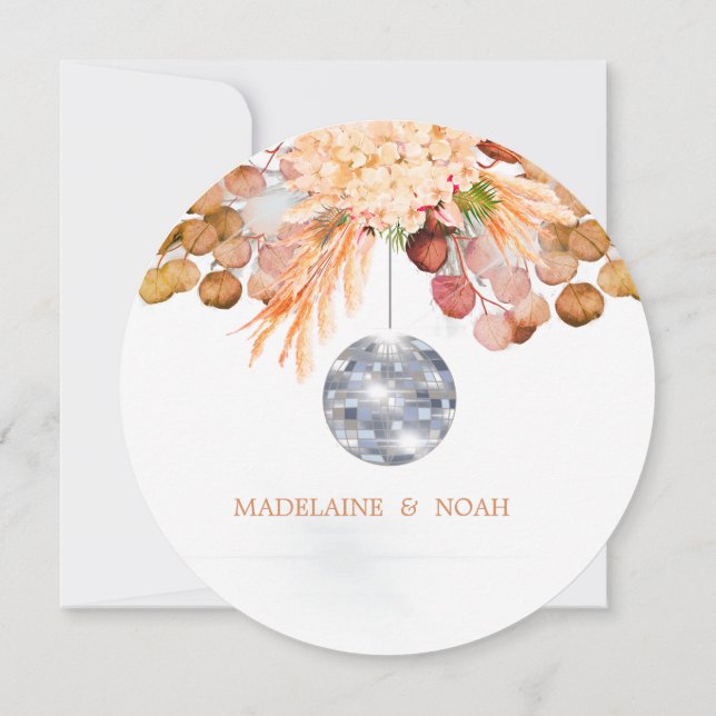 Disco Ball Floral Elegant Chic Wedding Rehearsal Invitation (Back)