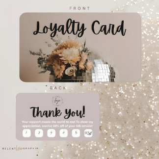 Disco Ball | Flowers | Aesthetic | Loyalty Card
