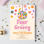 Disco Ball Four Ever Groovy 4th Birthday Party Invitation<br><div class="desc">This is a Retro 70's Vintage Disco Ball Hippie Four Ever Groovy 4th Birthday Party Invitation.</div>