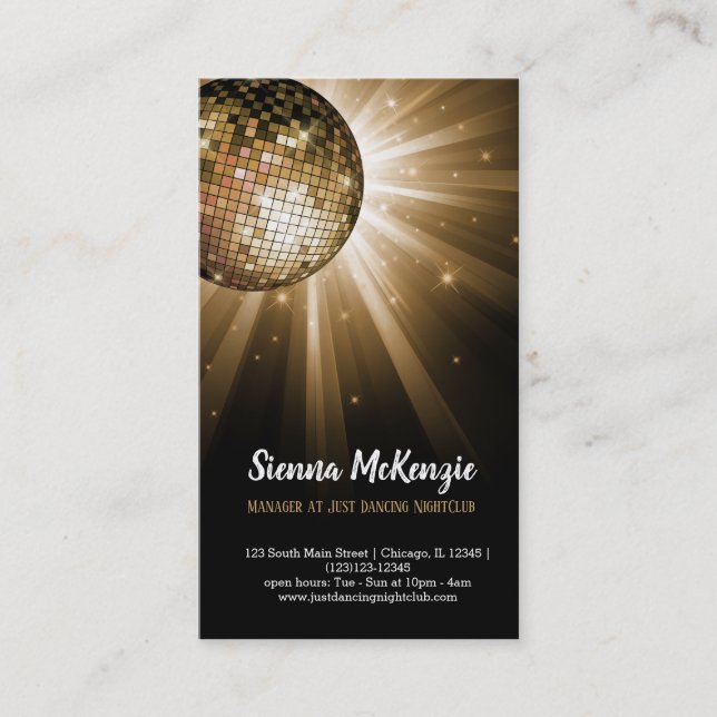 Disco ball gold business card (Front)