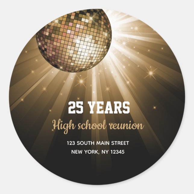 Disco ball gold classic round sticker (Front)