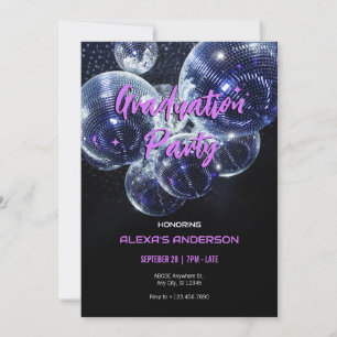 Disco ball Graduation Party Invitation