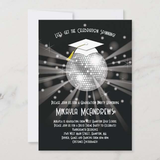 Disco Ball Graduation Party Invitation (Front)