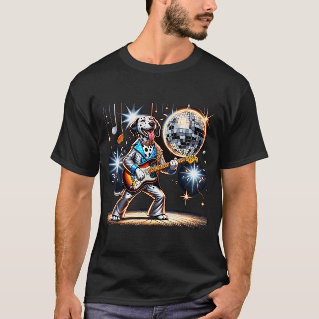 Disco Ball Guitar Dalmatian Dog Men Women Kids  T-Shirt (Front)