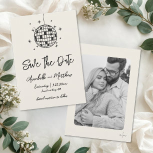 Disco Ball Hand Drawn Photo Wedding Save The Date