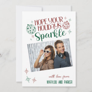 Disco Ball Holidays Sparkle Custom Photo Holiday Card