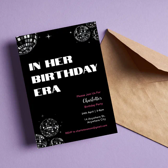Disco Ball In Her Birthday Era Welcome Sign Invitation | Zazzle