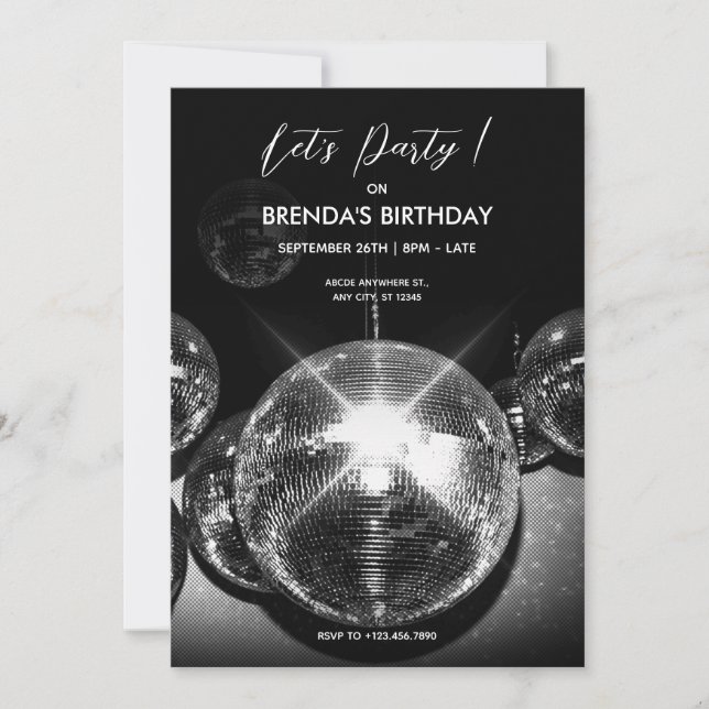 Disco ball Ligts Birthday Party  Invitation (Front)
