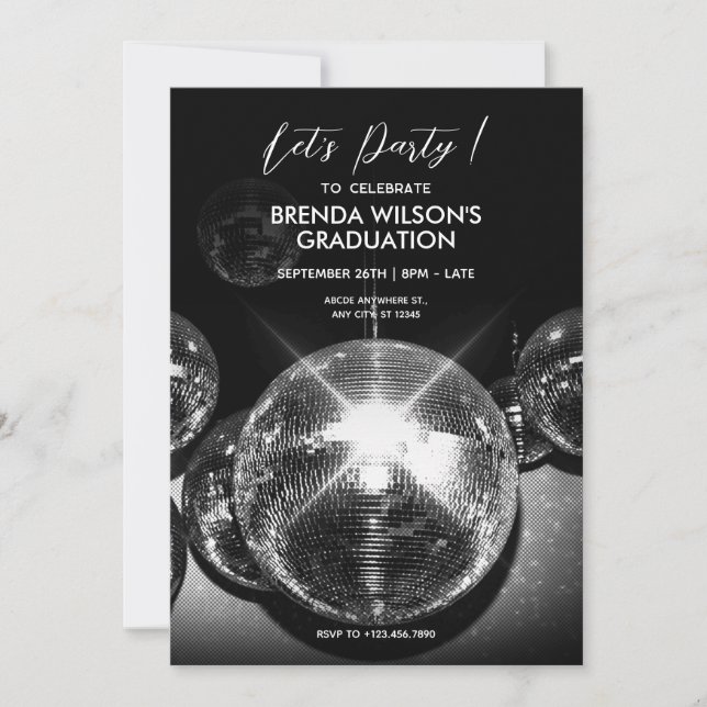 Disco ball Ligts Graduation Invitation (Front)