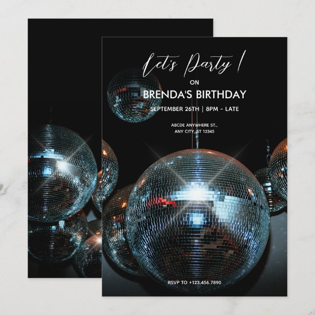 Disco ball Ligts Party  Invitation (Front/Back)
