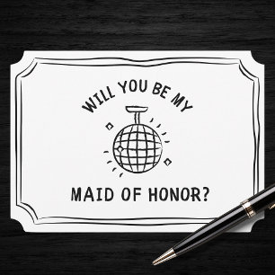 Disco Ball Maid of Honour Proposal Fun & Trendy Card