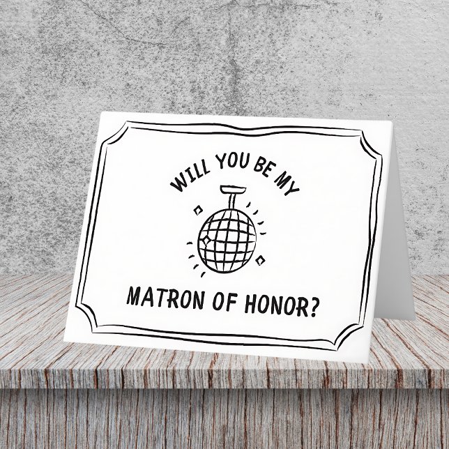 Disco Ball Matron of Honour Proposal | Fun & Trend Card (Shine bright with this disco ball matron of honor proposal card! A glitzy way to pop the question.)