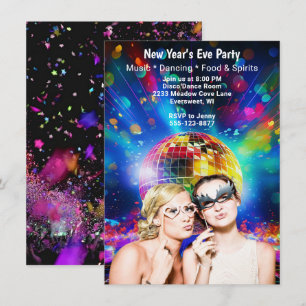 Disco Ball New Year's Eve Girls Party Night Invitation
